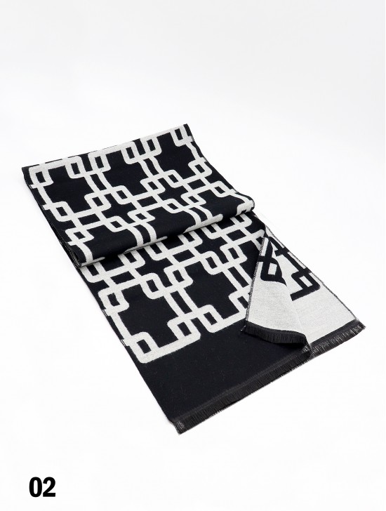 Reversible Maze Print Cashmere Feeling Scarf